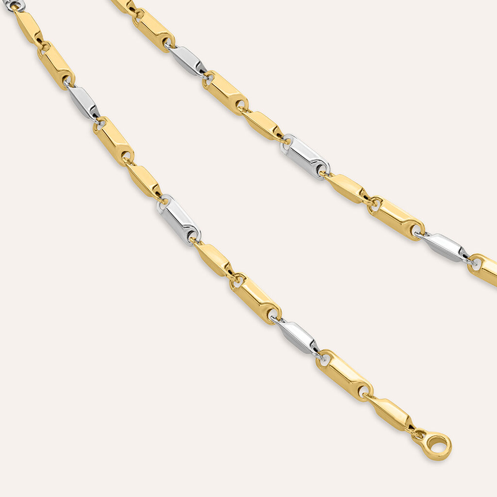 Bracciale Catena Oro Uomo Oro Bicolore