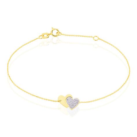 Bracciale in oro giallo e glitter Cuori - Bracciali Amicizia Donna | Stroili