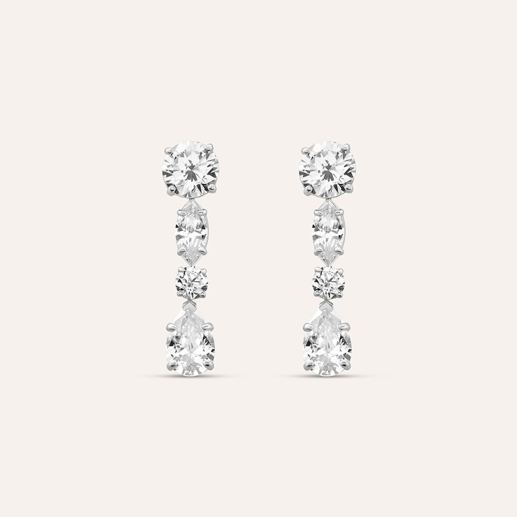 Orecchini Pendenti Claire Oro Bianco Cubic Zirconia