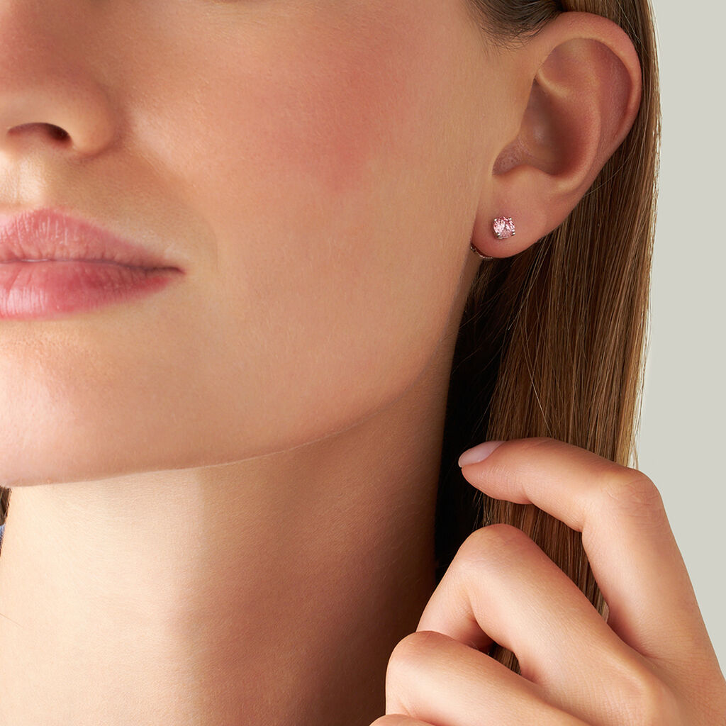 Orecchini Lobo Punto Luce Diamade Oro Bianco Diamante Lab-Grown