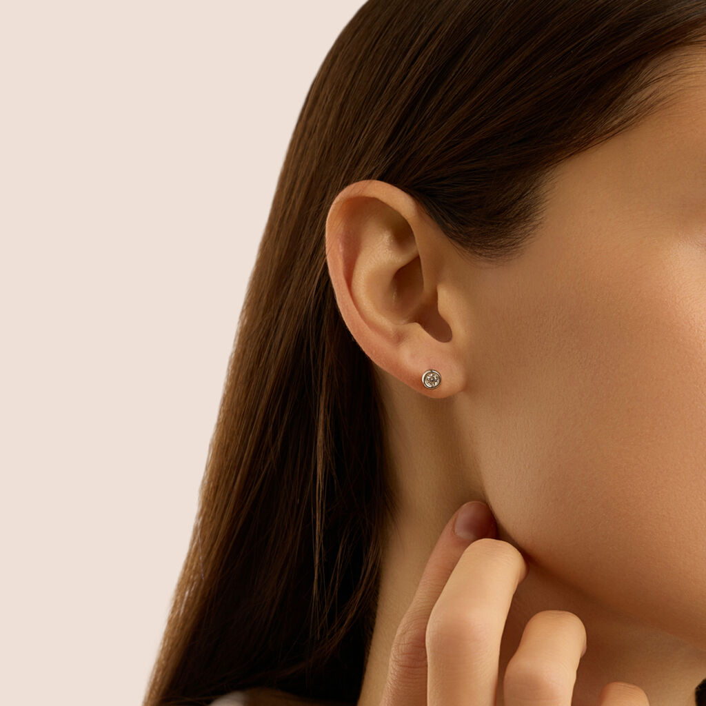 Orecchini Lobo Punto Luce Firmamenti Oro Bianco Diamante