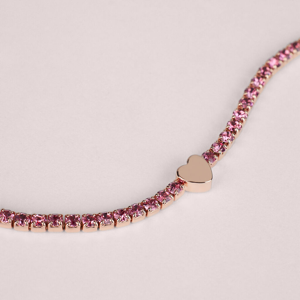 Bracciale Tennis Romantic Shine Metallo Rosa Cristallo - Bracciali Tennis Donna | Stroili