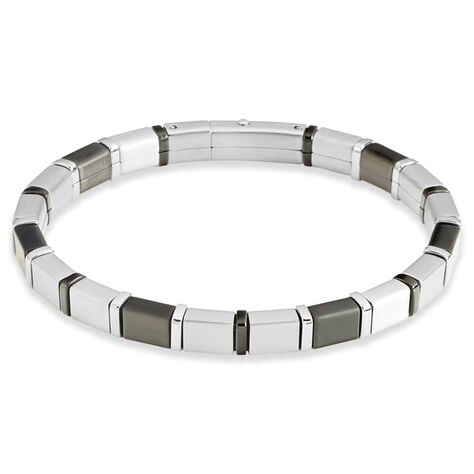 Bracciale in acciaio bicolore nero e grigio - Bracciali Uomo | Stroili