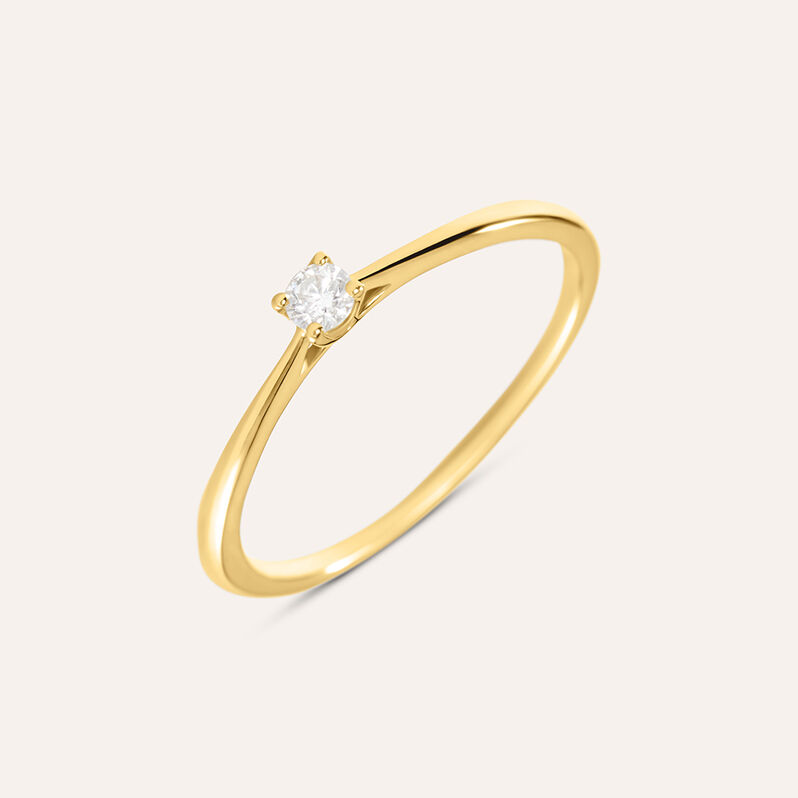 Anello Solitario Grace Oro Giallo Diamante - Anelli con Pietre Donna | Stroili