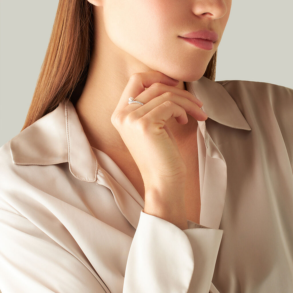 Anello Fantasia Silver Pearls Argento Rodiato Perla sintentica Cubic Zirconia