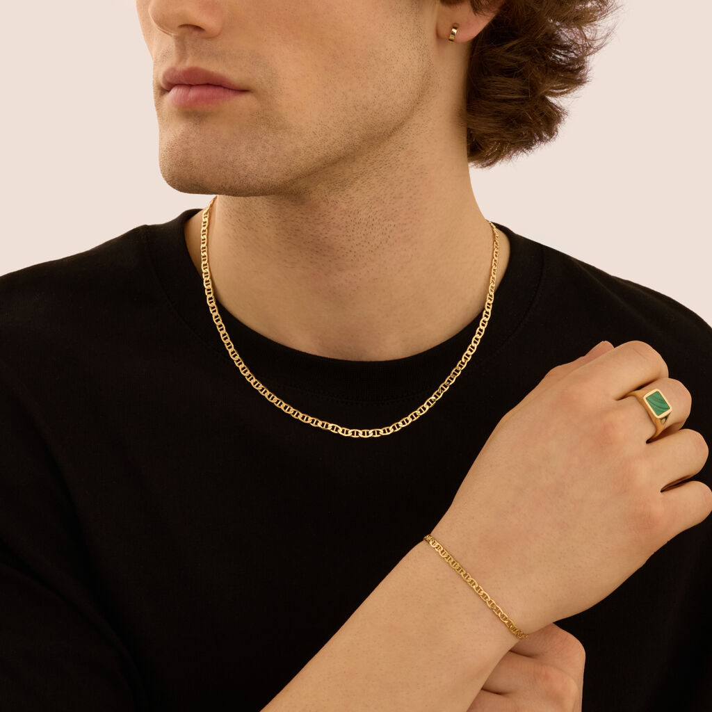 Anello Chevalier L'homme Or Oro Giallo Malachite