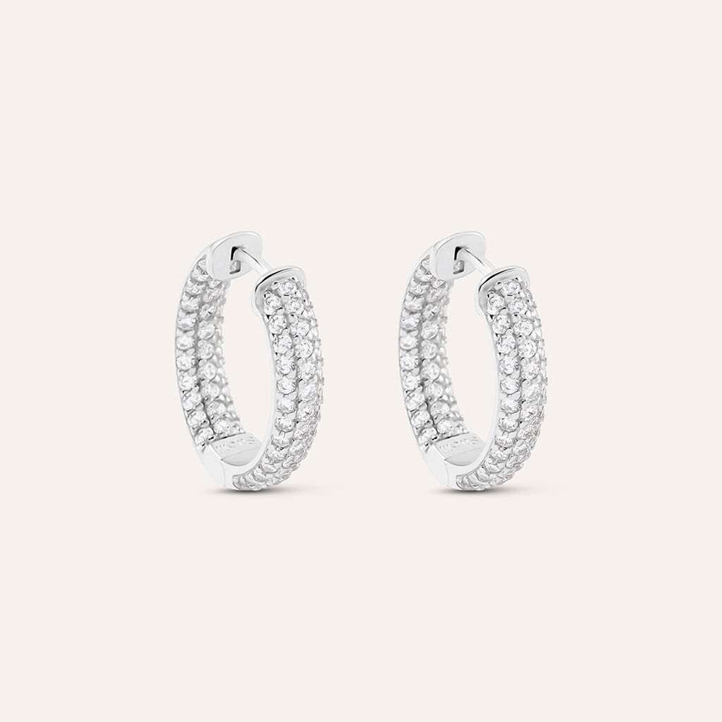 Orecchini A Cerchio Silver Shine Argento Rodiato Cubic Zirconia