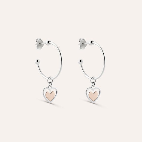 Orecchini A Cerchio Silver Collection Argento Bicolore Bianco / Rosa - Orecchini a Cerchio Donna | Stroili