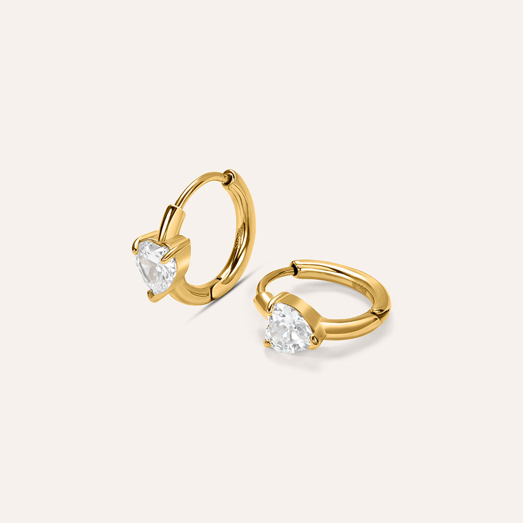 Orecchini A Cerchio Lady Chic Acciaio Dorato Cristallo - Orecchini a Cerchio Donna | Stroili