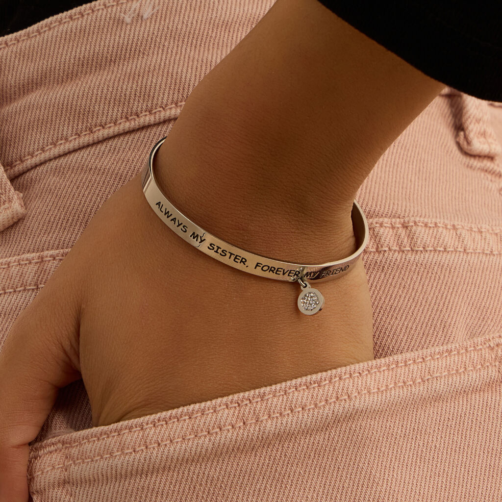 Bangle Lady Message Acciaio Cristallo - Bracciali Rigidi Donna | Stroili