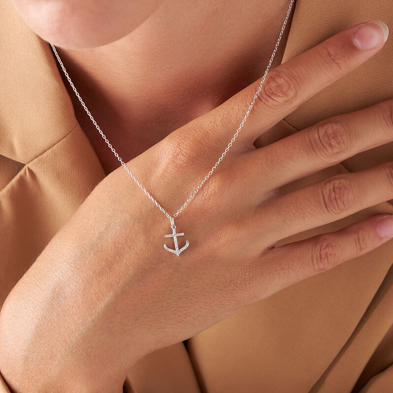 Pendente Po&egrave;me Oro Bianco Cubic Zirconia - Ciondoli Donna | Stroili