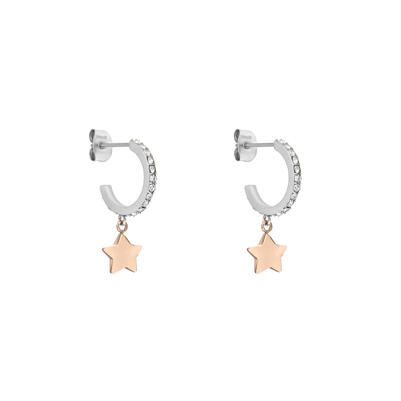 Orecchini A Cerchio Sunrise Acciaio Bicolore Bianco / Rosa Cristallo - Orecchini a Cerchio Donna | Stroili