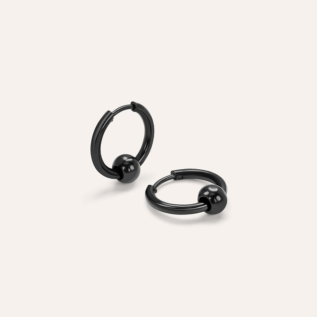 Orecchini A Cerchio Man Code Acciaio Nero