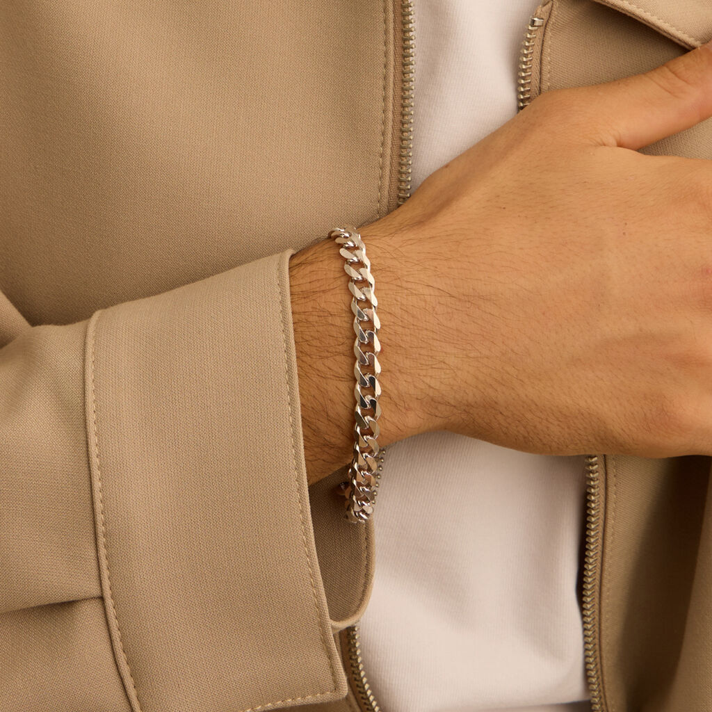 Bracciale Catena Gentleman Argento Rodiato