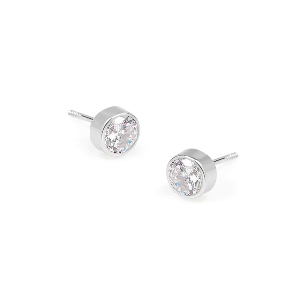 Orecchini Lobo Punto Luce Bon Ton Oro Bianco Cubic Zirconia - Orecchini a Lobo Donna | Stroili