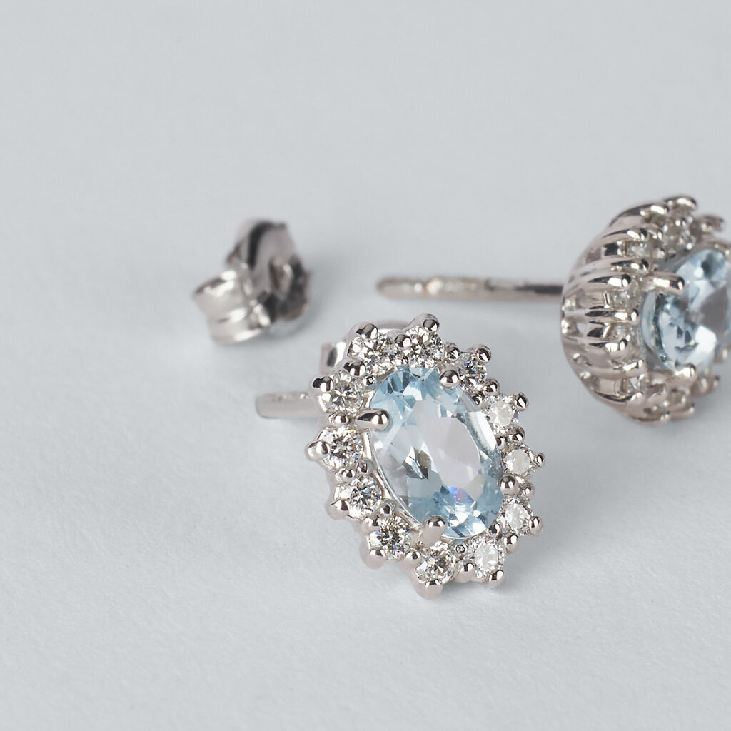 Orecchini Lobo Acquamarina Oro Bianco Acquamarina Diamante