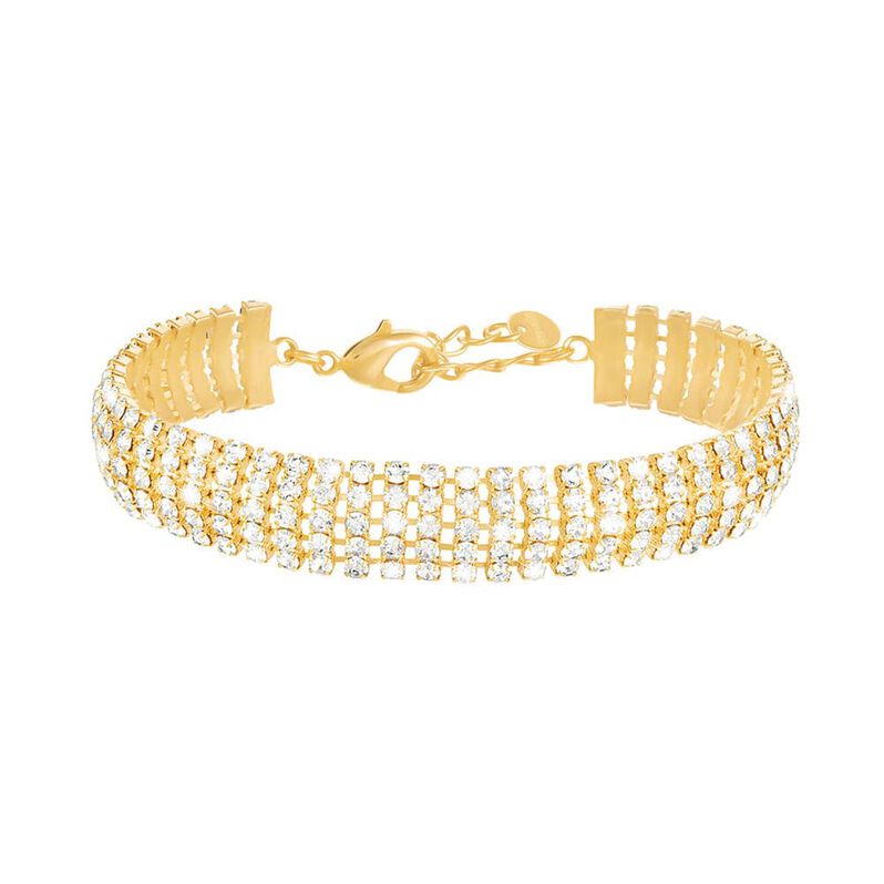 Bracciale dorato e strass multifilo - Bracciali Donna | Stroili