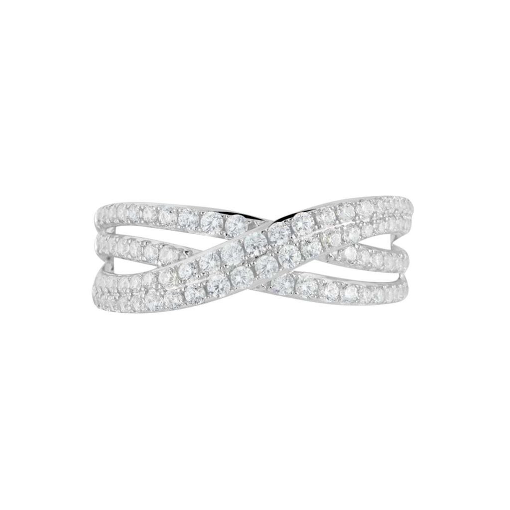 Anello Fascia Claire Oro Bianco Cubic Zirconia - Anelli a Fascia Larga Donna | Stroili