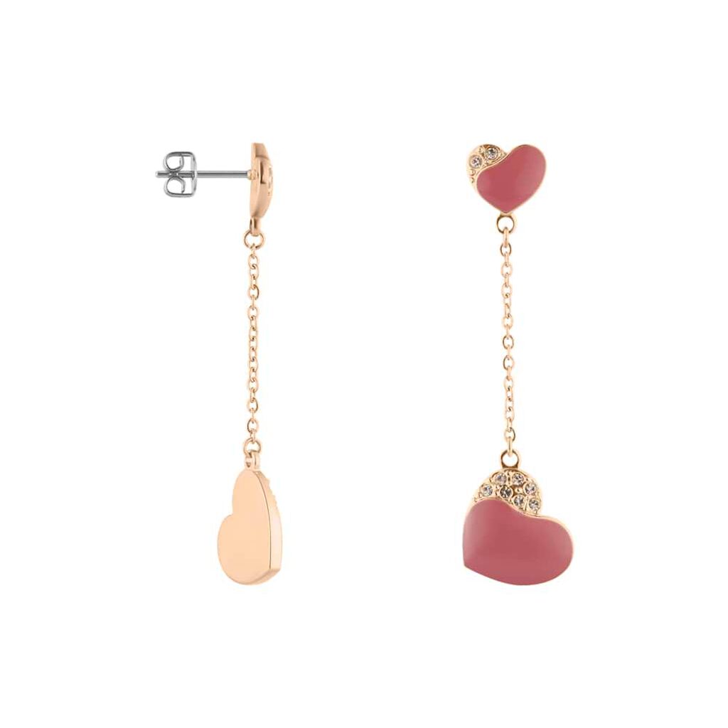 Orecchini Pendenti Lady Sweet Acciaio Rosa Cristallo - Orecchini Pendenti Donna | Stroili