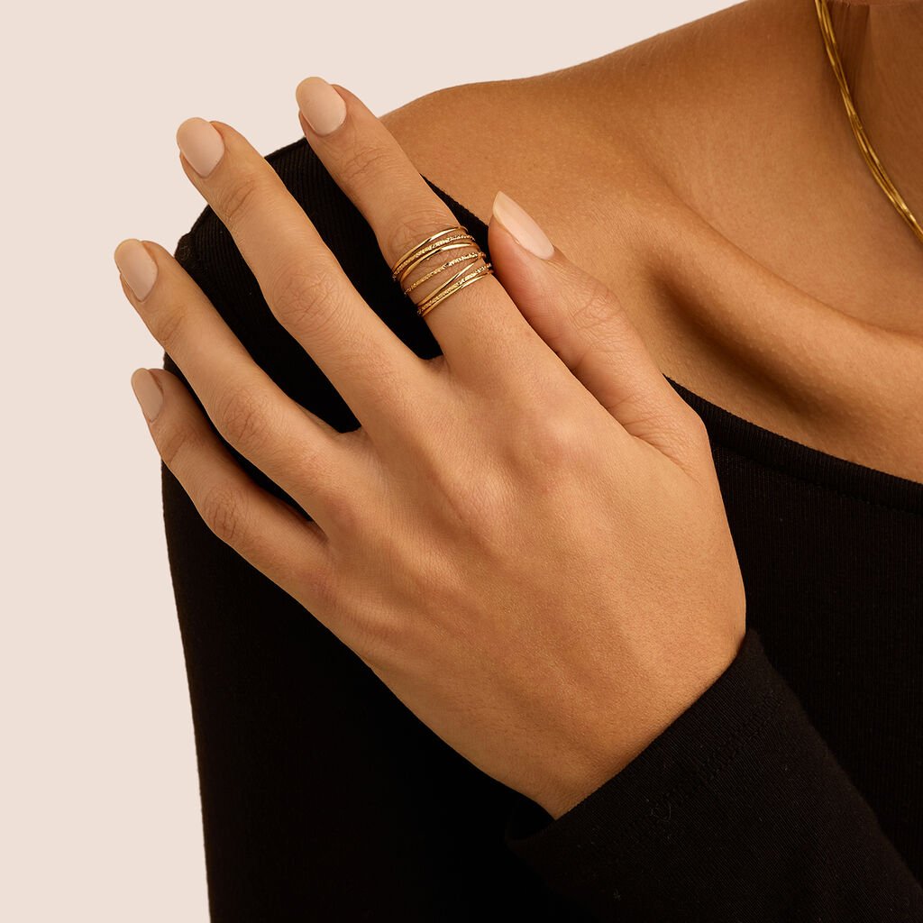 Anello Fascia Radiance Acciaio Dorato