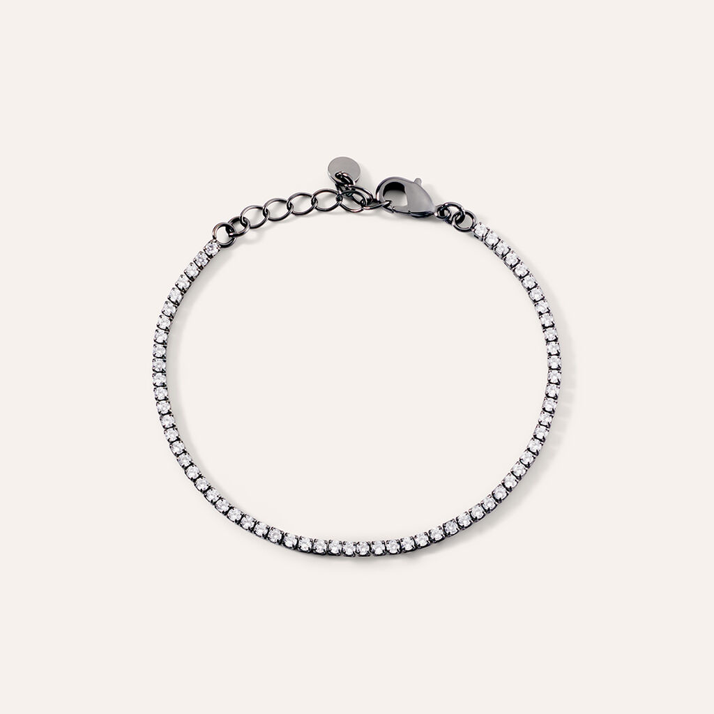 Bracciale Tennis Romantic Shine Metallo Nero Cristallo