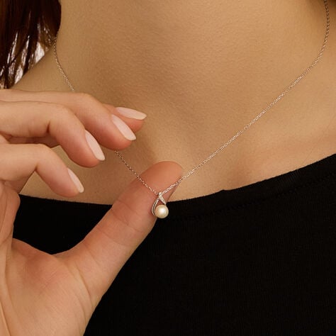 Collana Gold Pearls Oro Bianco Perla D'Acqua Dolce Diamante - Gioielli Donna | Stroili