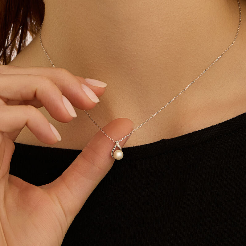 Collana Gold Pearls Oro Bianco Perla D'Acqua Dolce Diamante - Gioielli Donna | Stroili