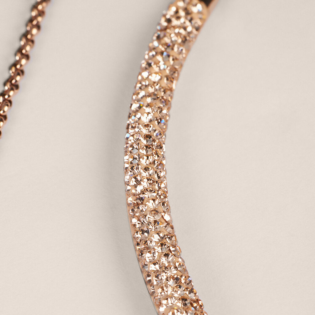 Collana Aura Acciaio Rosa Cristallo