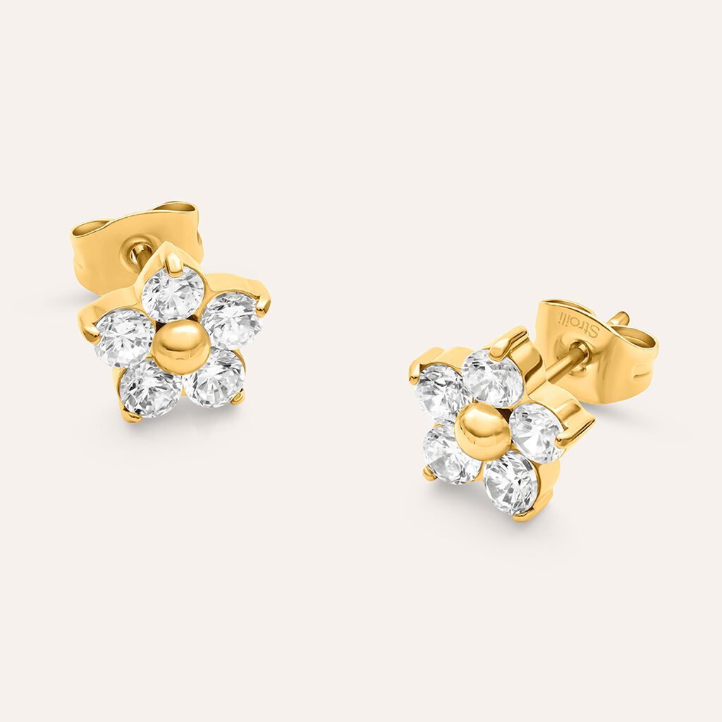 Orecchini Lobo Radiance Acciaio Dorato Cristallo