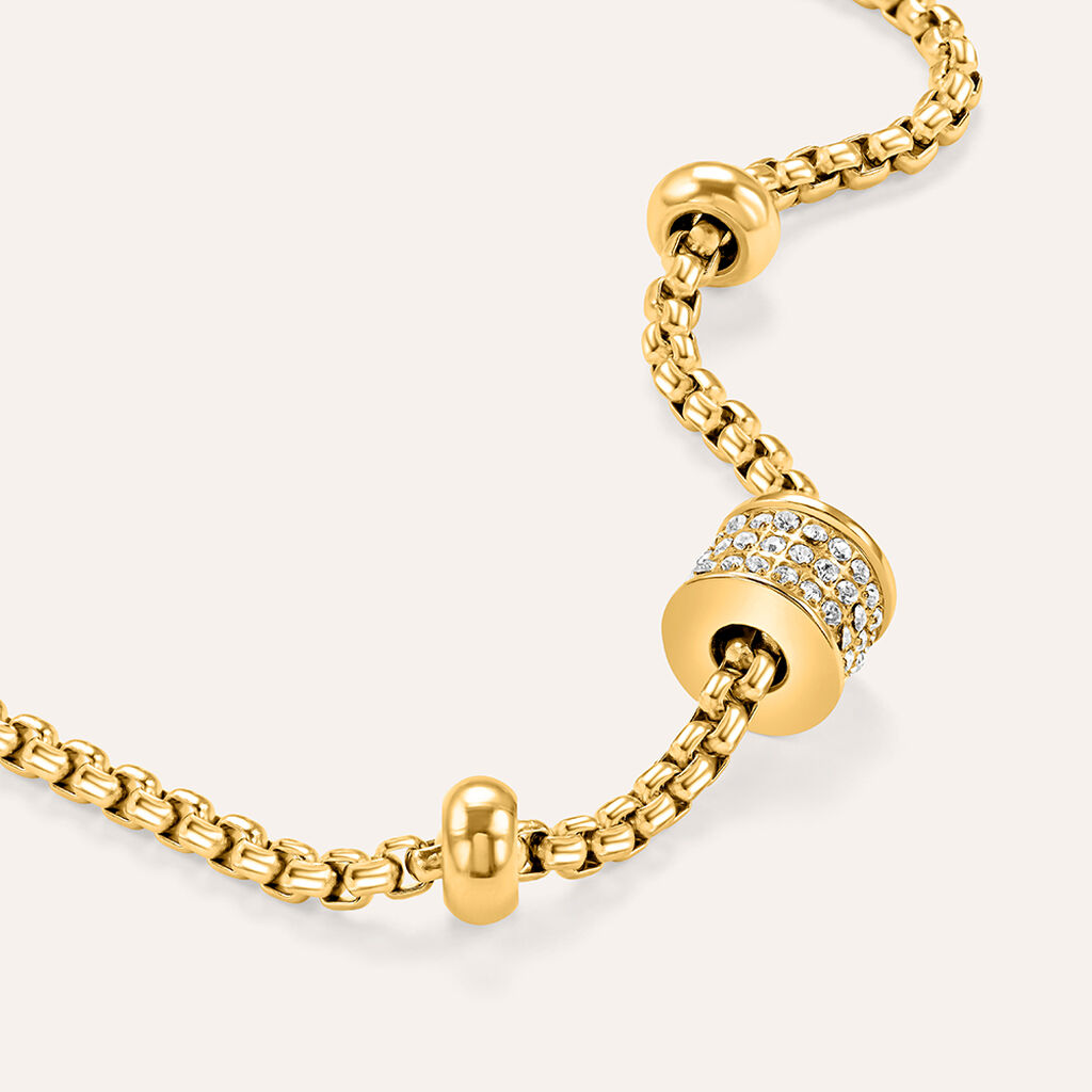 Bead Essential Code Acciaio Dorato Cristallo