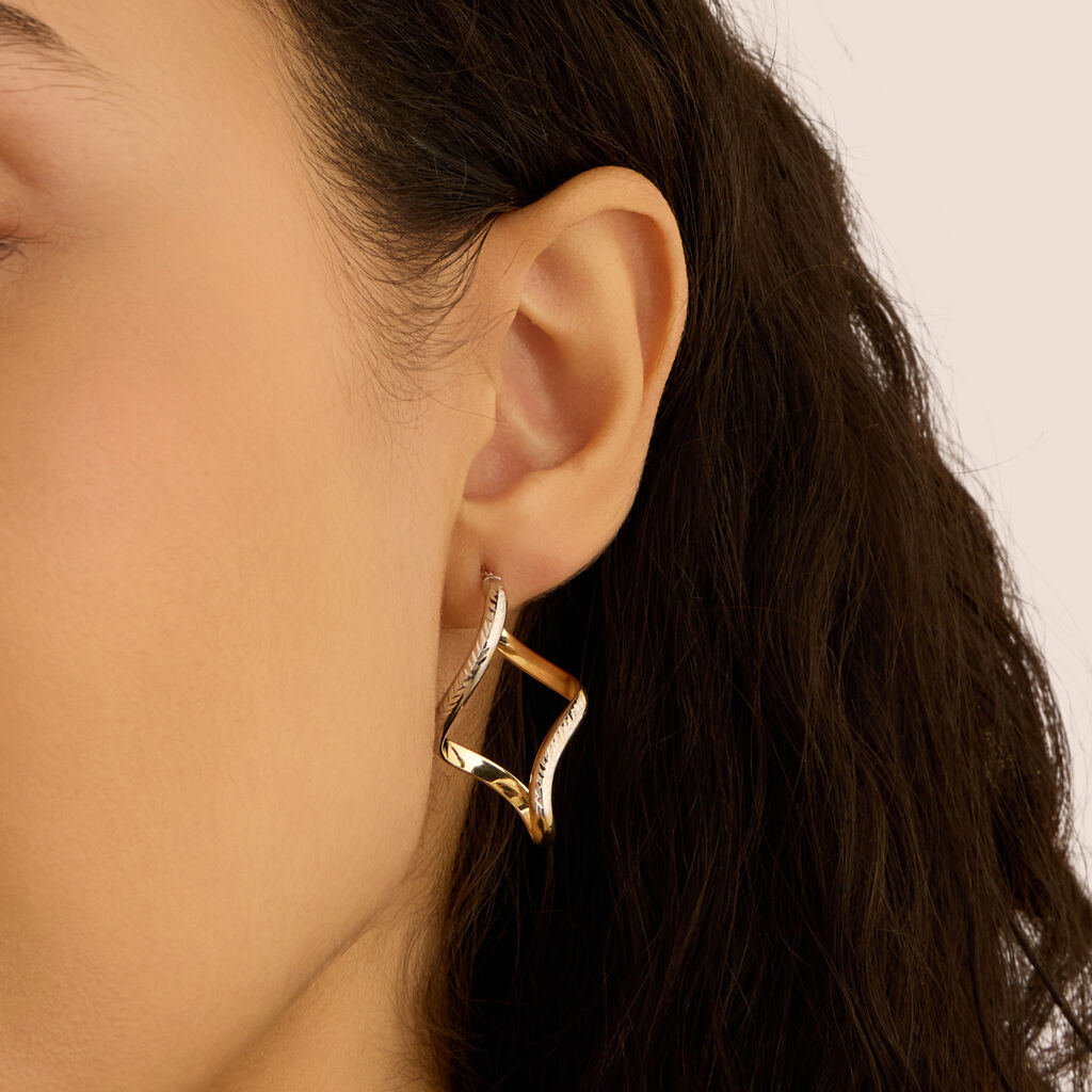 Orecchini A Cerchio Golden Lover Oro Bicolore