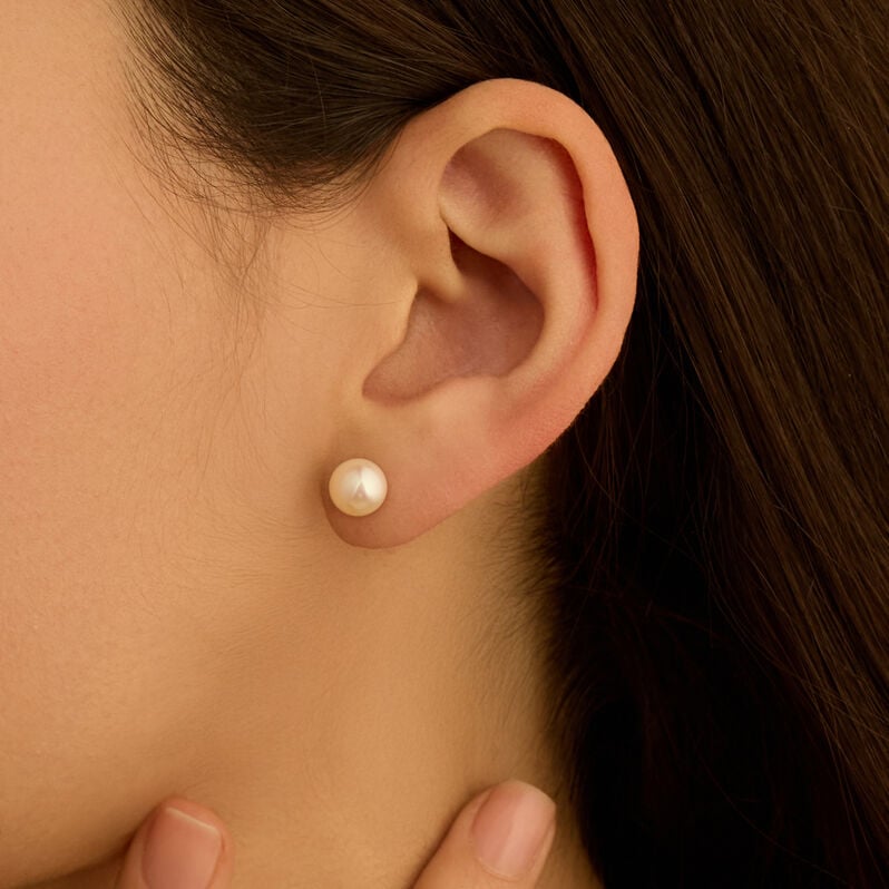 Orecchini Lobo Gabrielle Oro Bianco Perla D'Acqua Dolce - Orecchini a Lobo Donna | Stroili