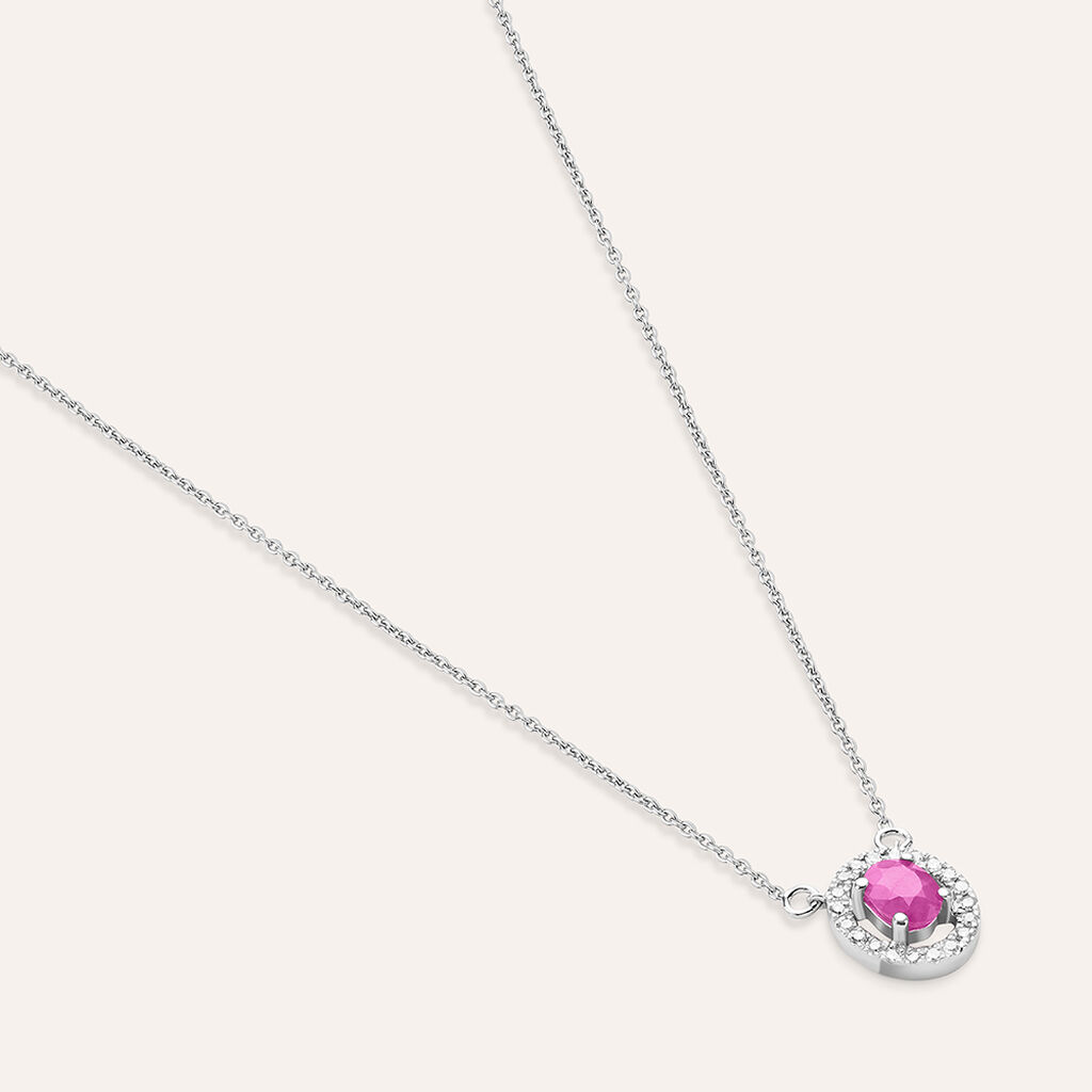 Collana Punto Luce Elizabeth Crown Oro Bianco Rubino Diamante