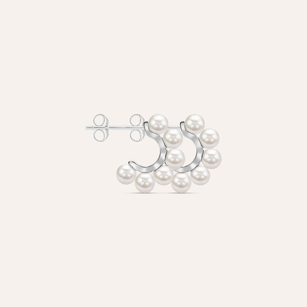 Orecchini A Cerchio Silver Pearls Argento Bianco Perla sintetica - Orecchini a Cerchio Donna | Stroili