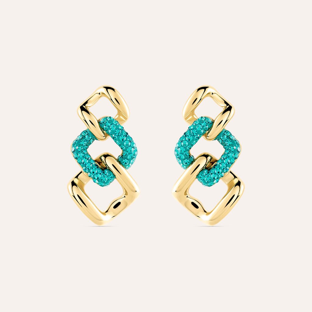 Orecchini Pendenti Aura Acciaio Dorato Cristallo