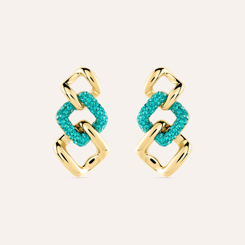 Orecchini Pendenti Aura Acciaio Dorato Cristallo - Orecchini Pendenti Donna | Stroili