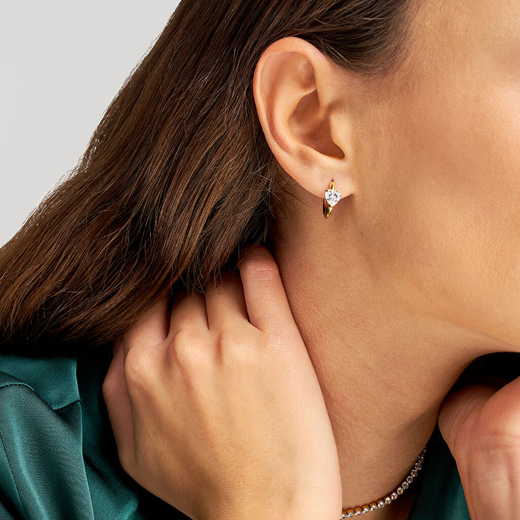 Orecchini A Cerchio Lady Chic Acciaio Dorato Cristallo - Orecchini a Cerchio Donna | Stroili