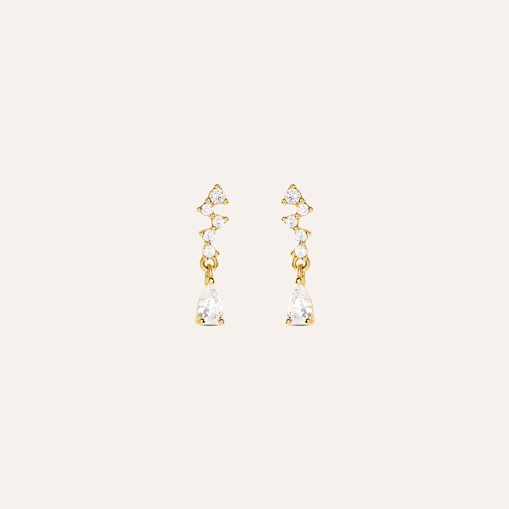 Orecchini Pendenti Silver Glow Argento Dorato Cubic Zirconia