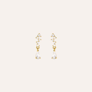 Orecchini Pendenti Silver Glow Argento Dorato Cubic Zirconia