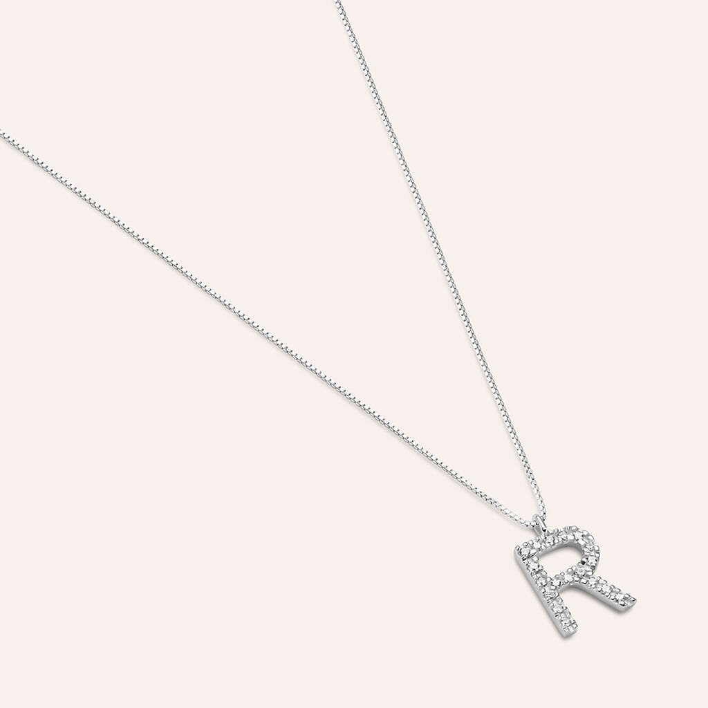 Collana Diamond Letters Oro Bianco Diamante - Collane Donna | Stroili