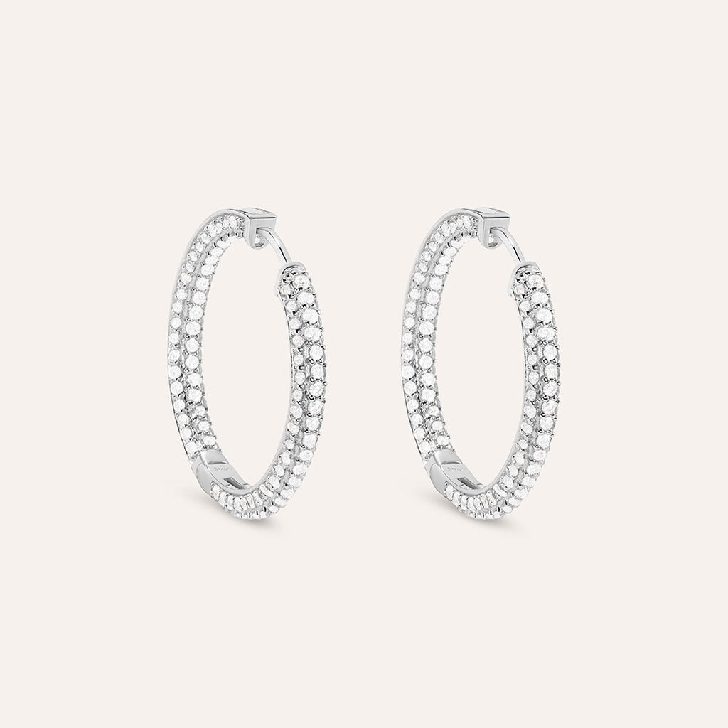 Orecchini A Cerchio Silver Shine Argento Rodiato Cubic Zirconia