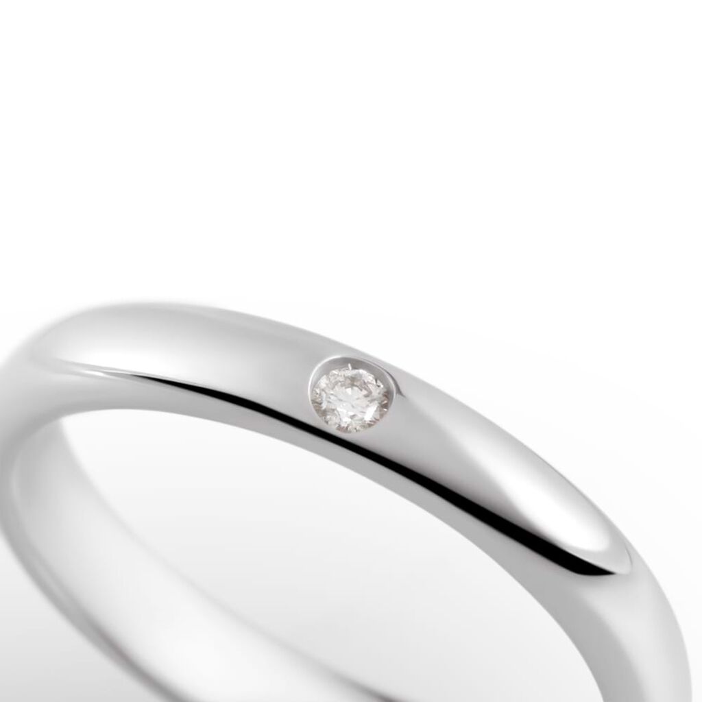 Fede Classica Leggera 3.2 mm Oro Bianco Diamante - Anelli con Incisione Unisex | Stroili