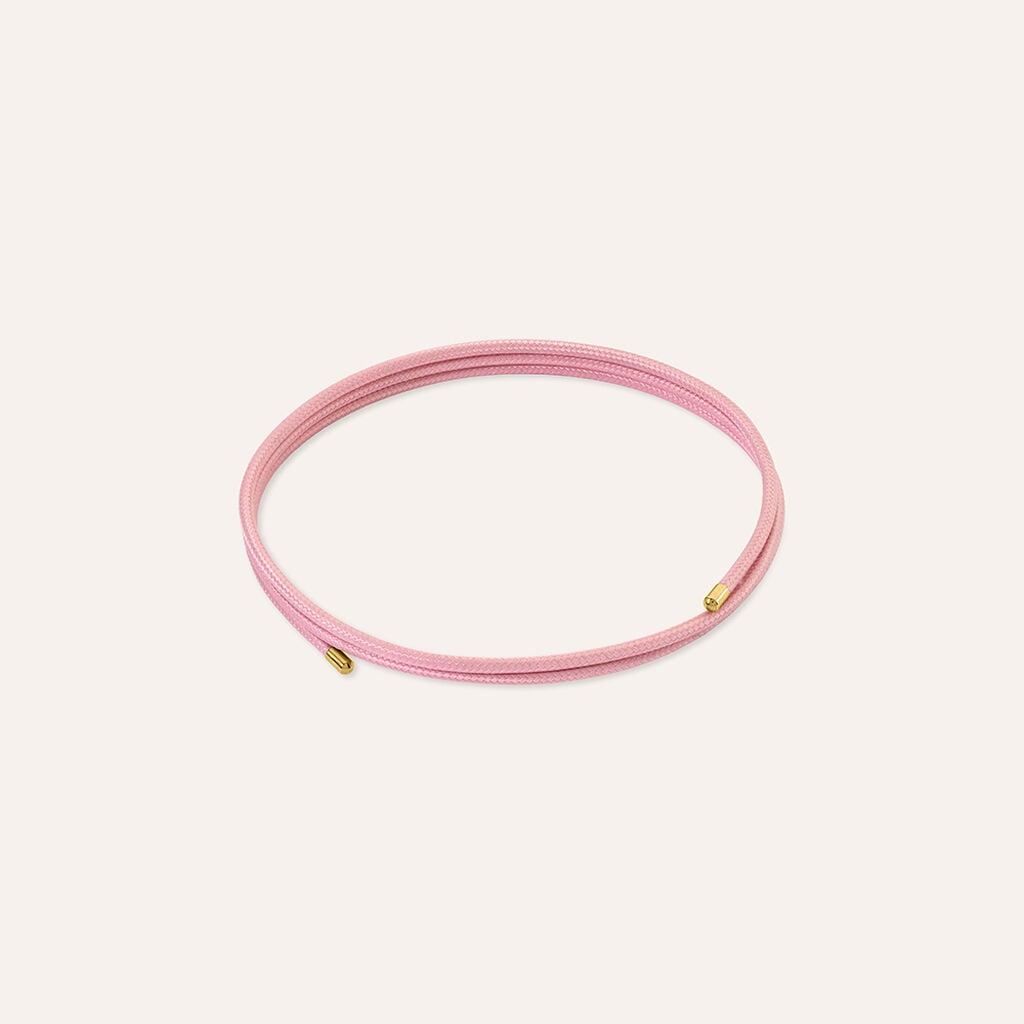 Choker Magnetico Cordino Rosa e Acciaio Dorato