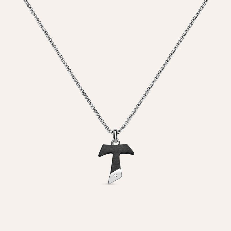 Collana Man Code Acciaio Bicolore Bianco / Nero Cubic Zirconia - Collane Uomo | Stroili