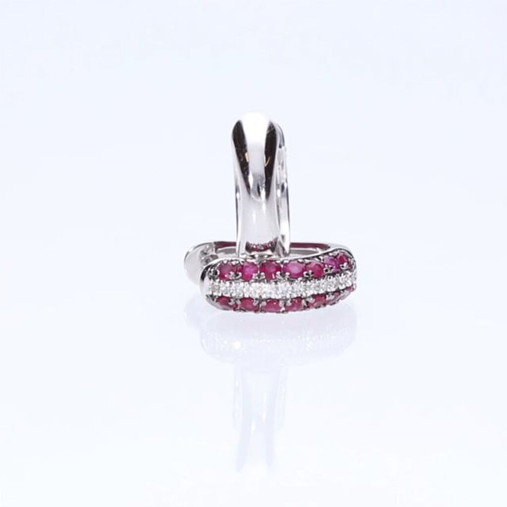 Orecchini A Cerchio Charlotte Oro Bianco Rubino Diamante - Orecchini a Cerchio Donna | Stroili