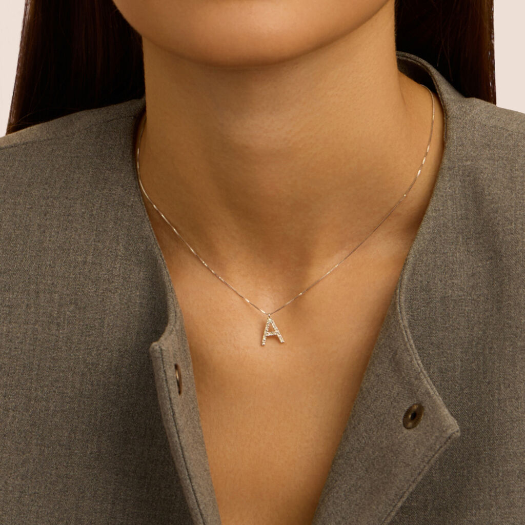 Collana Diamond Letters Oro Bianco Diamante