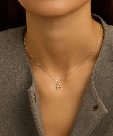 Collana Diamond Letters Oro Bianco Diamante