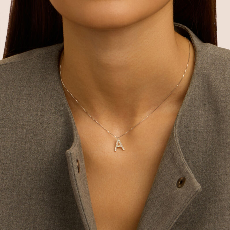 Collana Diamond Letters Oro Bianco Diamante - Collane Donna | Stroili