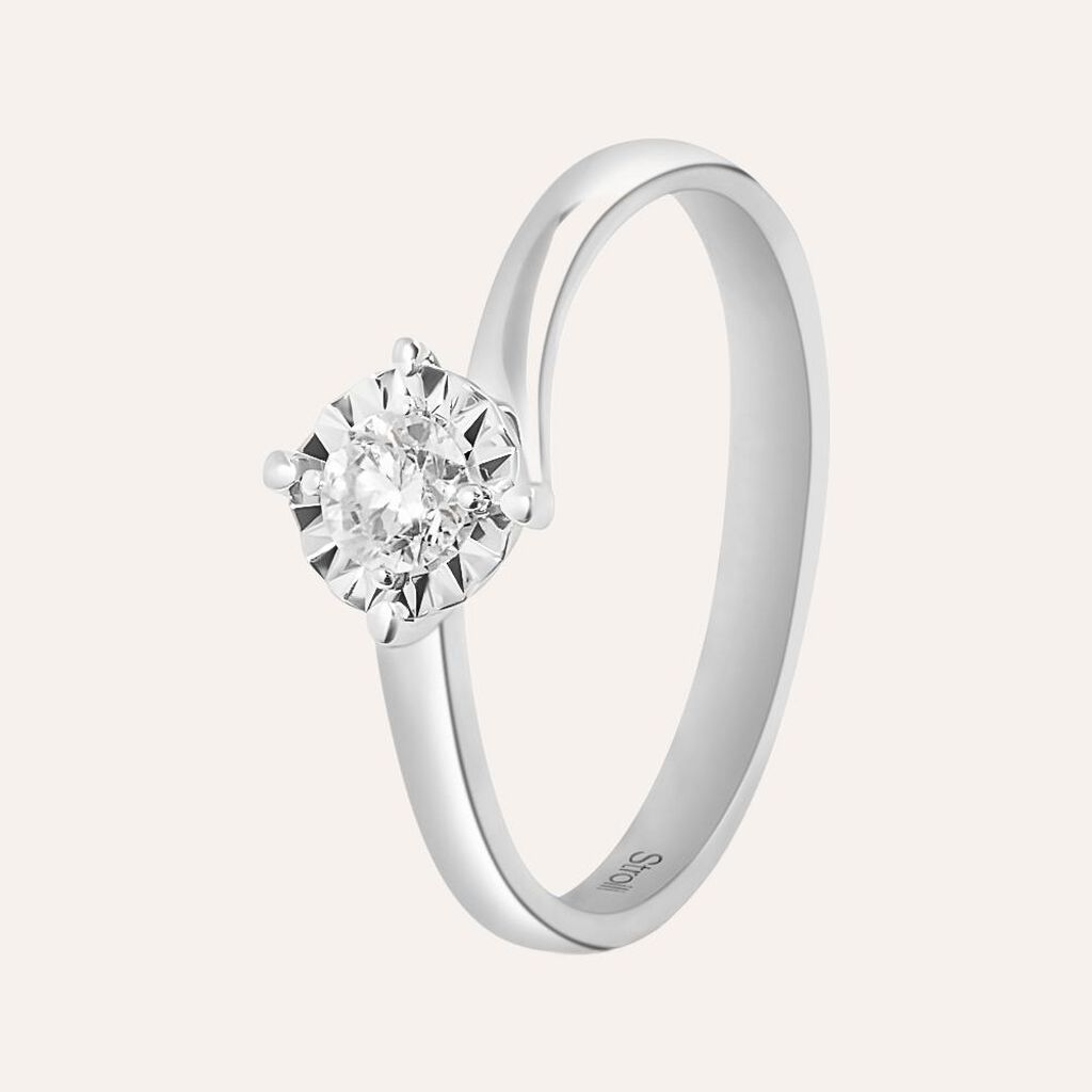 Anello Solitario Diamotion Oro Bianco Diamante