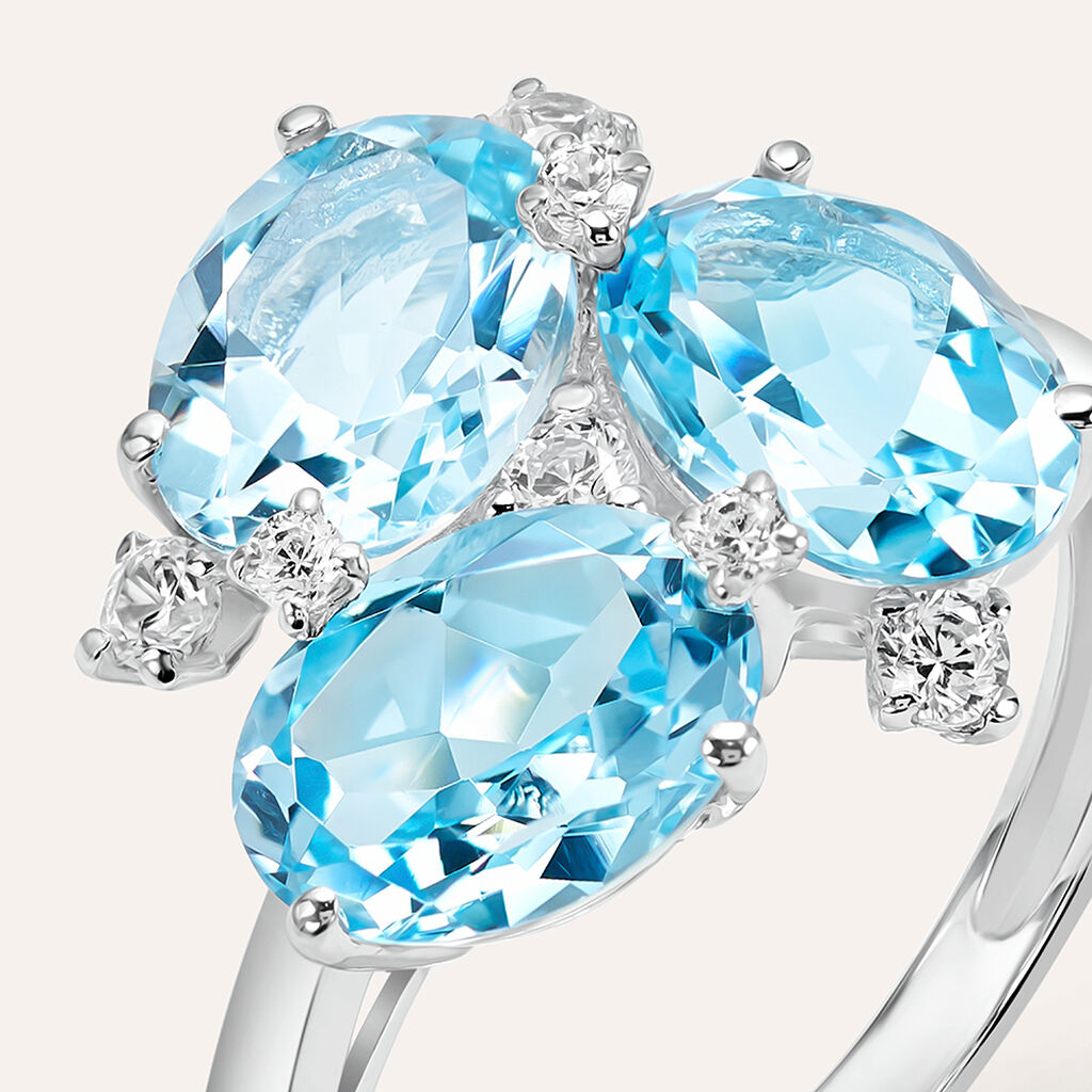 Anello Fantasia Am&eacute;lie Oro Bianco Topazio Cubic Zirconia